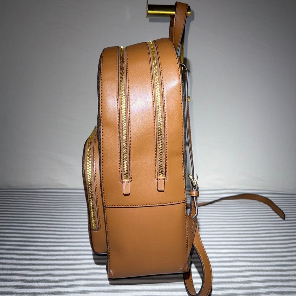 Michael Kors MK Signature Brown Backpack Leather Trim Women’s Designer Bag. - Picture 2 of 5